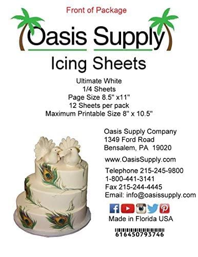 Oasis Supply Edible, Ultra Flexible Icing Sheets, White, 8.5" x 11"