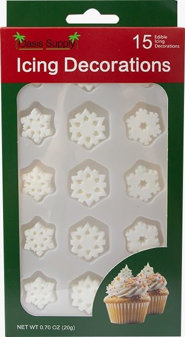 Christmas Edible Cake Decorations - Candy or Cupcake Topper -Christmas Presents, Winter Snowflakes, Trees and Wreaths, 45 Pieces Total