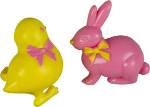 Bunny & Chick 3D Rings - Pink & Yellow Assortment -72 count,  Size 1-1/4"