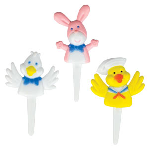 Duck, Chick & Bunny Picks - Assortment -72 count,  Size 2-1/2"