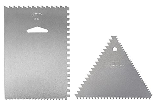 Ateco 1446 - 3 Sided Decorating Comb and 1447- 4 Sided Decorating Comb & Icing Smoother, 2 Pc Set,Silver