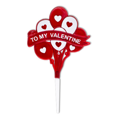 To My Valentine Heart Balloons Plaque - 3.5" x 4" - 3 or 24 pcs