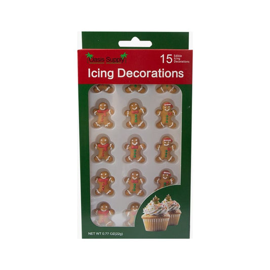 Christmas Holidays Edible Cake Decorations - Candy or Cupcake Topper - 15 Count Gingerbread Man Assortment