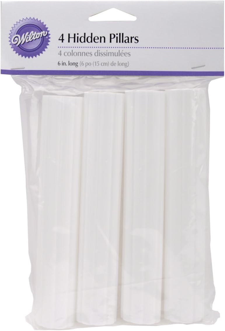 Wilton 191005611,  4-Pack Hidden Pillar for Cakes, 6-Inch