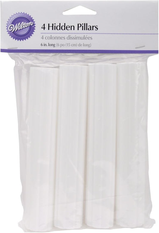 Wilton 191005611,  4-Pack Hidden Pillar for Cakes, 6-Inch