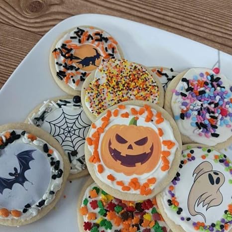 Edible Halloween Cupcake Toppers (12 Count) – Icing Circles Edible Cake Decorations for Baked Goods