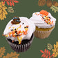 Thanksgiving Fall Edible Cake Decorations - Candy or Cupcake Topper - Assorted Leaves, Acorns, Turkeys, and Pumpkins, 30 Pieces Total