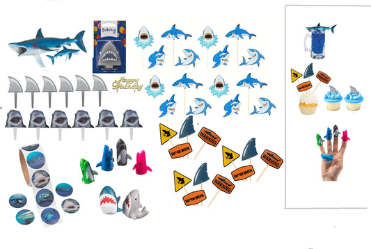 Oasis Supply's Shark Kit #5 Includes 61 Shark-themed Cake Toppers, Featuring a Variety of Characters and Toys That Will Turn Your Cake into a True Megalodon Masterpiece.