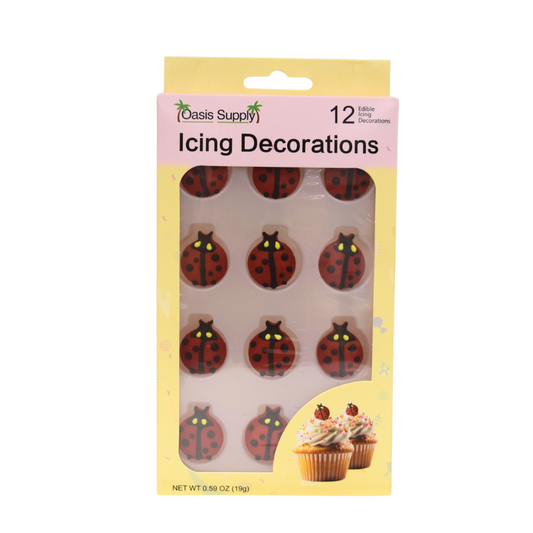 Oasis Supply Sugar Decorations, Lady-Bugs, 12 Count