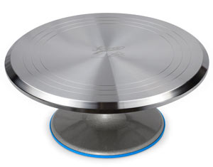 12" Stainless Steel Decorating Turntable, Revolving Aluminum Cake Turntable / Stand with Non-Slip Base