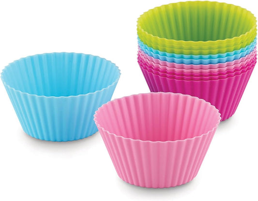 Assorted Colors Silicone Baking Cup, Fox Run Brand, Standard Size, 2 3/4" x 1 1/4" - 12 cups / set