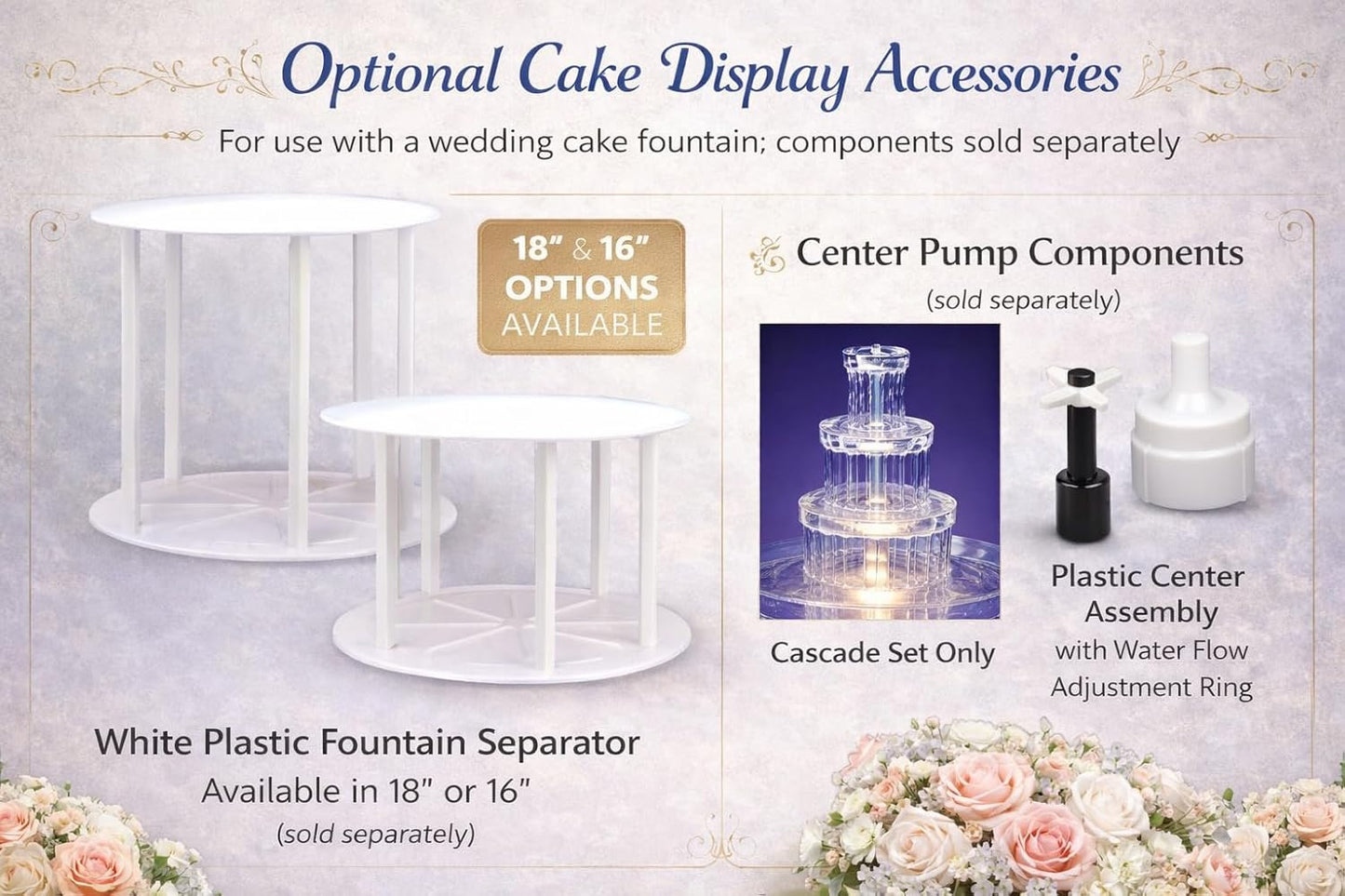 Elegant 12.5" High x 10" Wide Water Fountain for Cakes