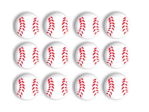 Fun Cupcake Topper (12 Piece) - Sugar Hand Painted Cake Decorating Baseball Toppers for Cakes, Cookies
