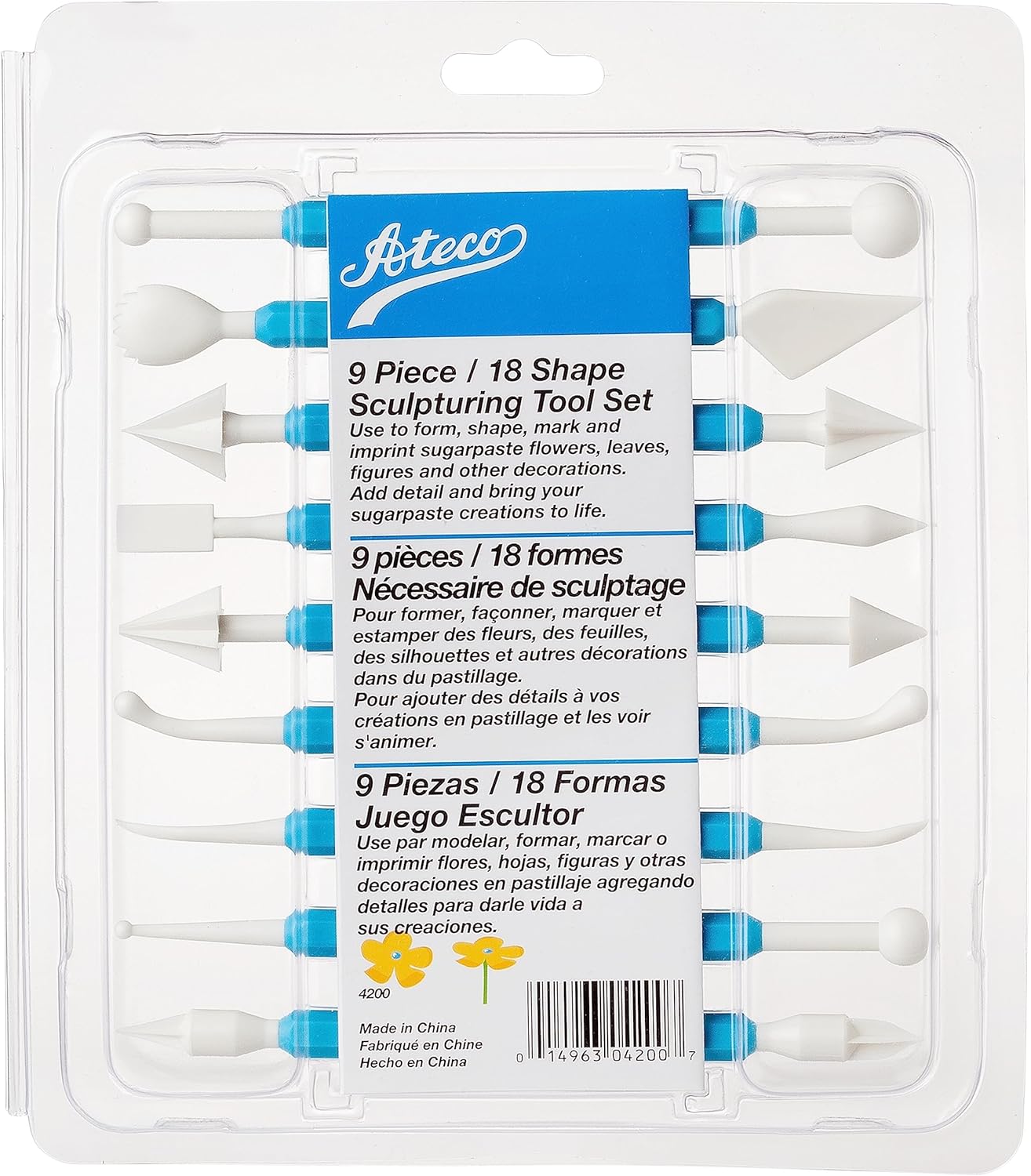 Ateco 4200 9-Piece Sculpting Set – 18 Versatile Shapes for Precision Decorating