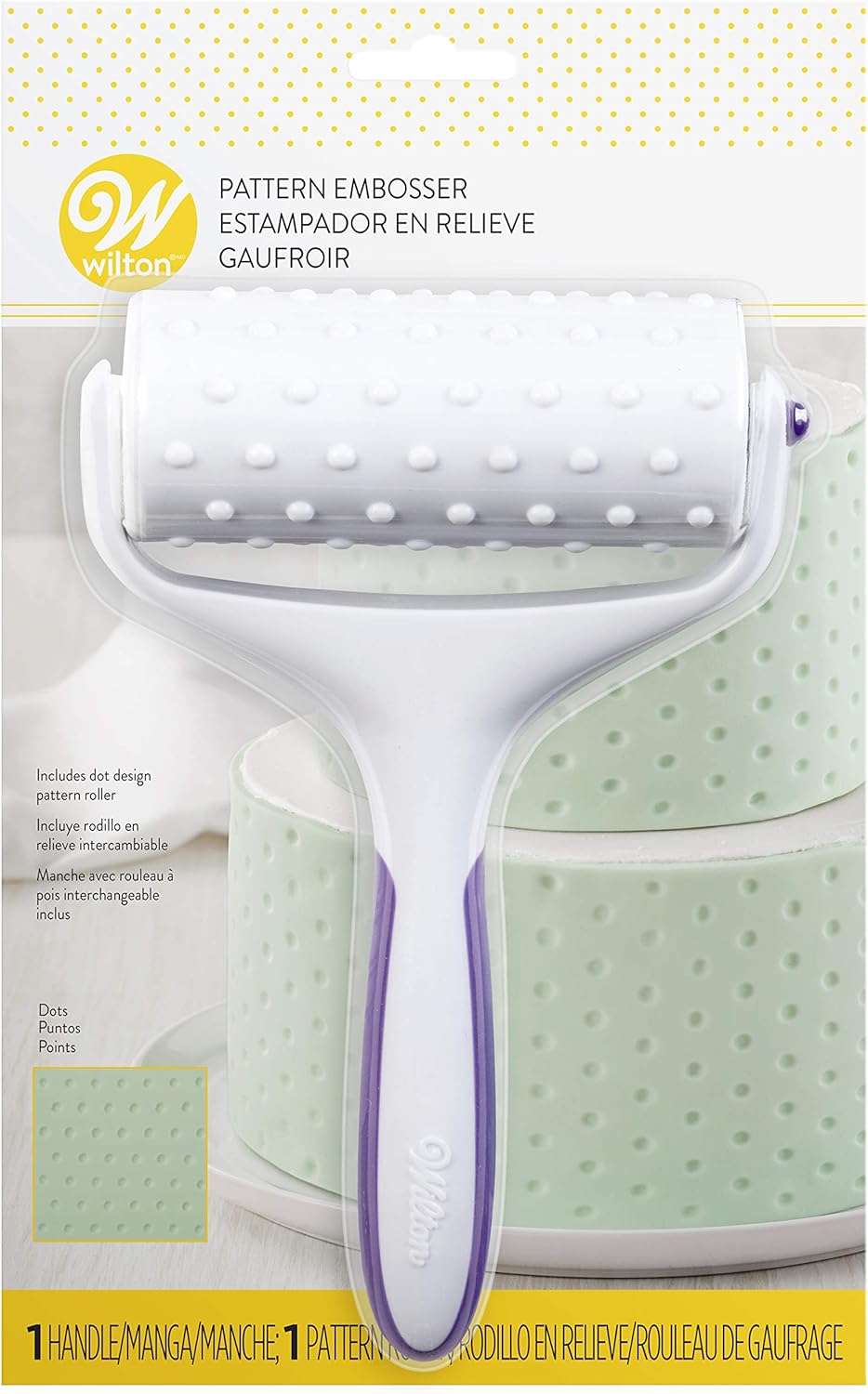 Wilton Fondant Tool, Fondant / 2-Piece Gum Paste Embosser Set with Dot Pattern Roller