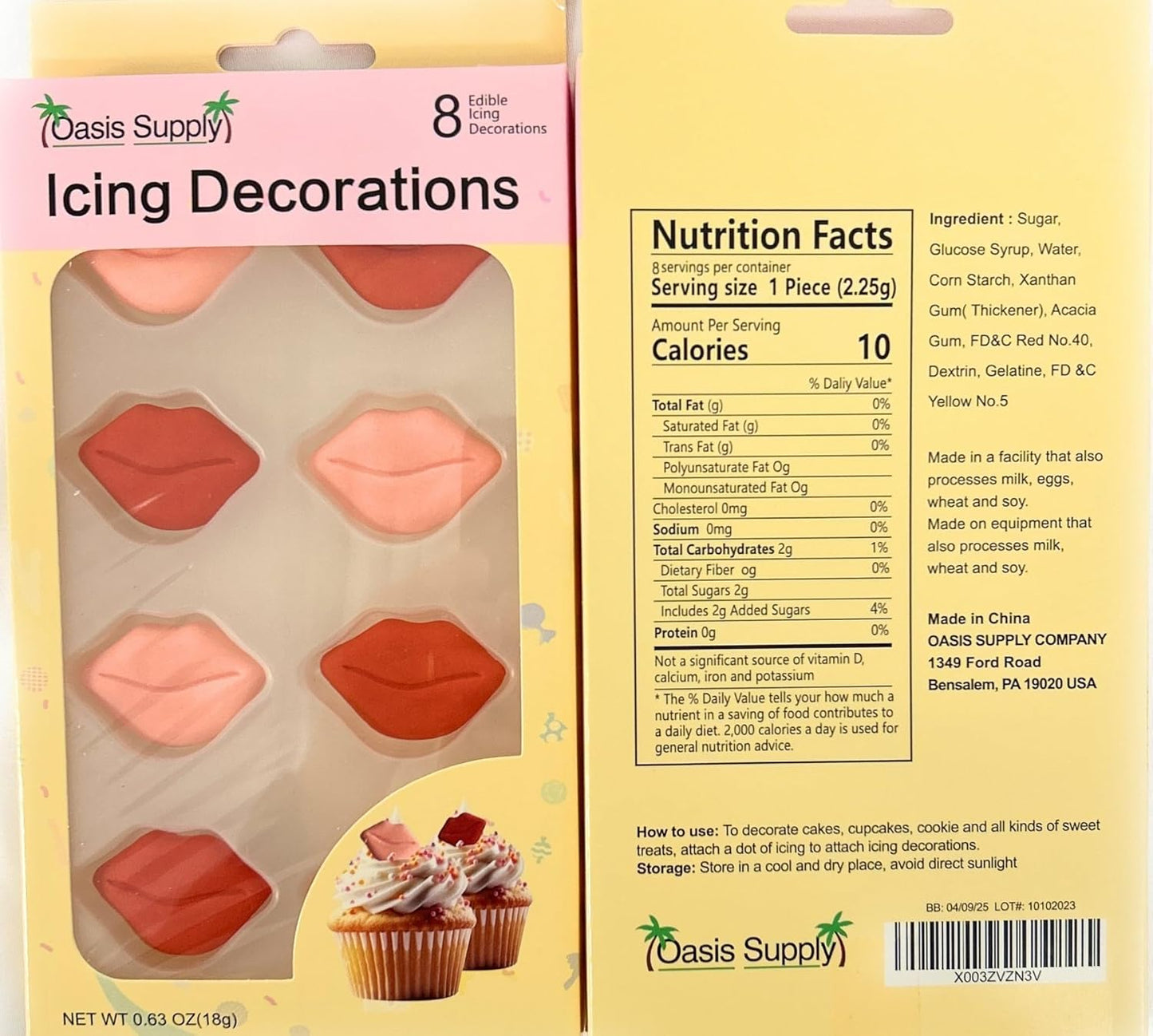 Edible Valentines Cake Decorations (Red & Pink Lips) - Royal Sugar Icing Decorations - Valentine's Sprinkles for Baking