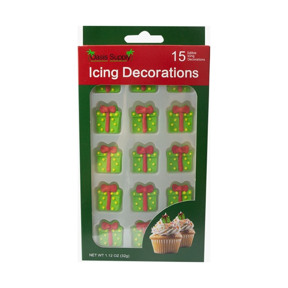 Christmas Holidays Edible Cake Decorations - Candy or Cupcake Topper - 15 Count Presents