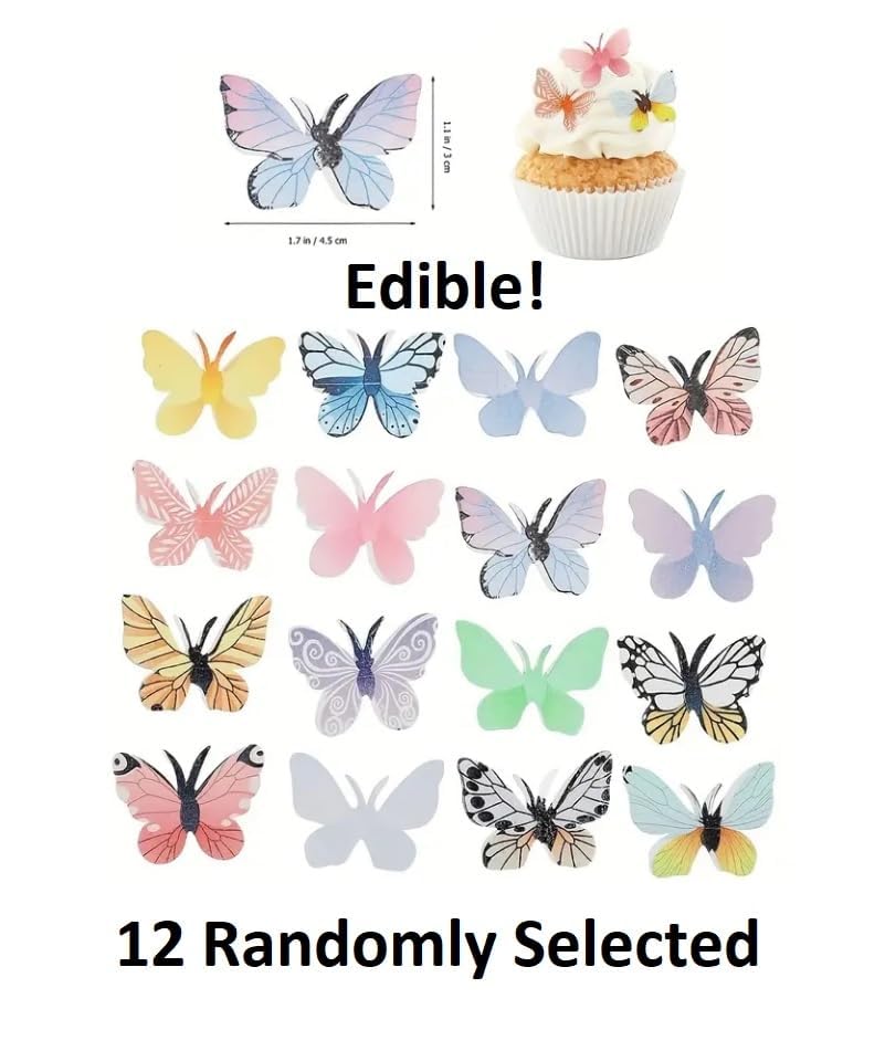 Oasis Supply, Baby Shower, Welcome Baby Cake Toppers - 48 pcs kit, Includes 12 of each Ducky Picks, Baby Elephant Picks, Edible Wafer Butterflies, & Edible Wafer Flowers