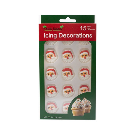 Christmas Holidays Edible Cake Decorations - Candy or Cupcake Topper - 15 Count Santa Face