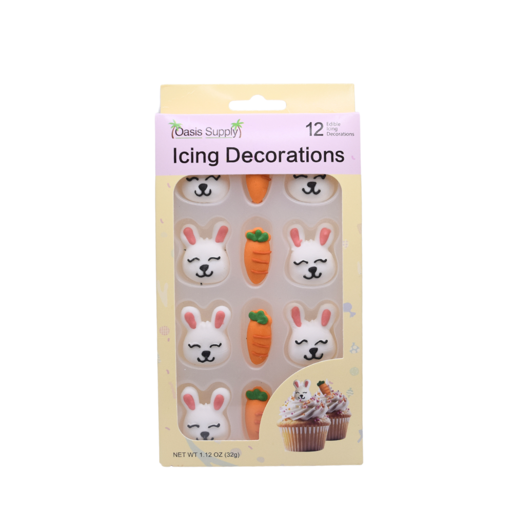 Edible Easter Cupcake Decorations - Easter Sprinkles for Cake Decorating (Rabbit & Carrot) - Themed Easter Cake Toppers