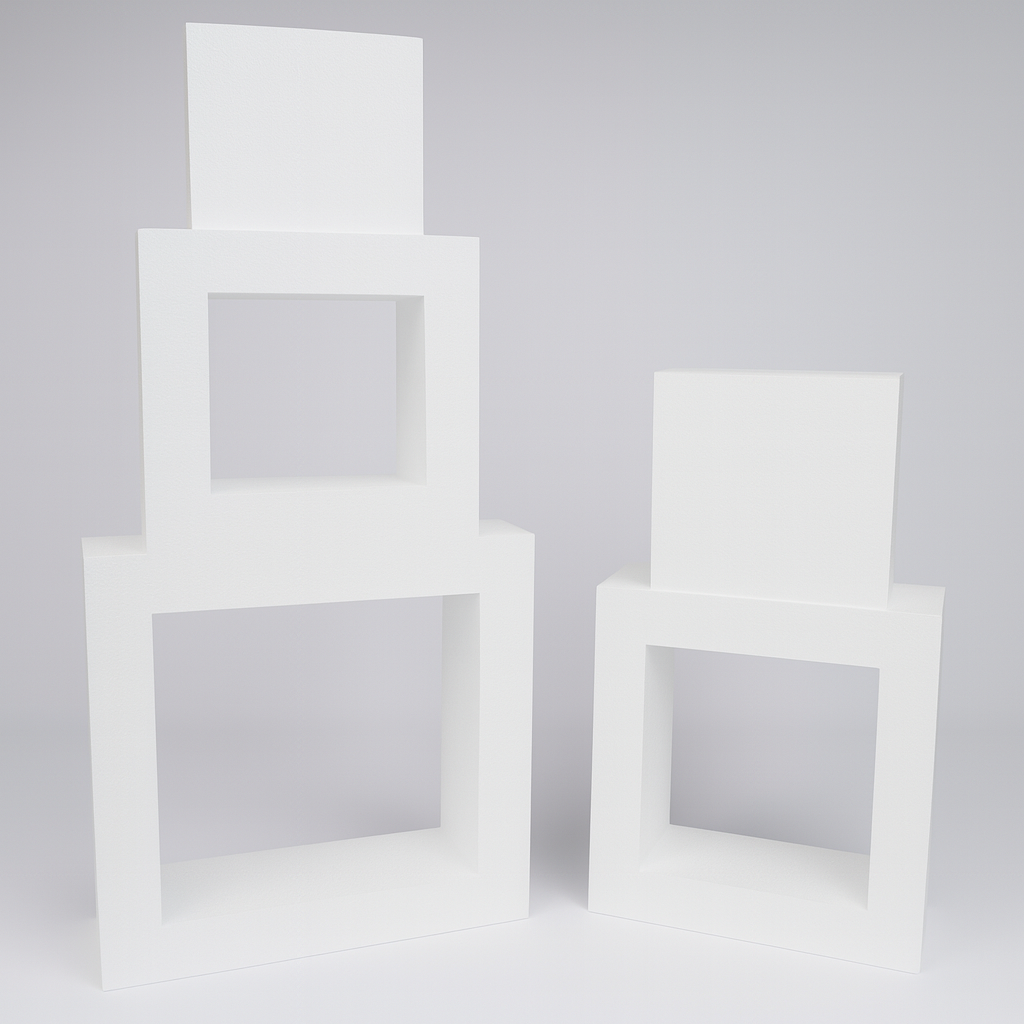 Oasis Supply "Hollow Donut Style EPS Styrofoam Dummy Cake Set - 5" High by 6" 8" 10" 12" 14" -- Stack up to 5 Tiers