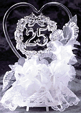 25th Anniversary Glass Heart Topper D-958, 8" high