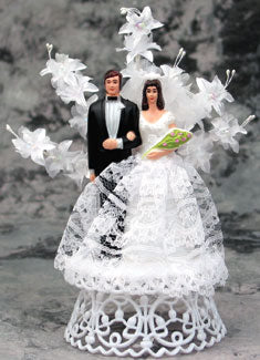 Bride & Groom, Floral Spray Topper E138 - Polybag, 8" high