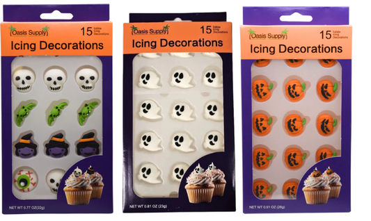 Oasis Supply Halloween Edible Cake Decorations - Candy or Cupcake Topper - 3 packs, assorted. 45 pieces