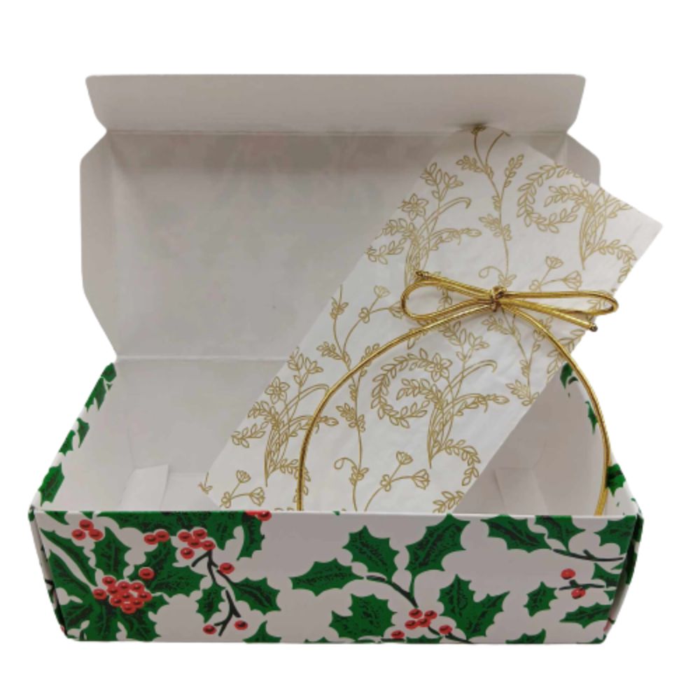 Holly 1 lb. Candy Boxes Kit - 12 boxes, 12 pads & 12 gold loop ribbons