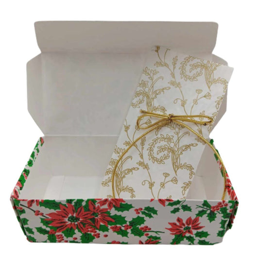 Poinsettia 1 lb. Candy Boxes Kit - 12 boxes, 12 pads & 12 gold loop ribbons