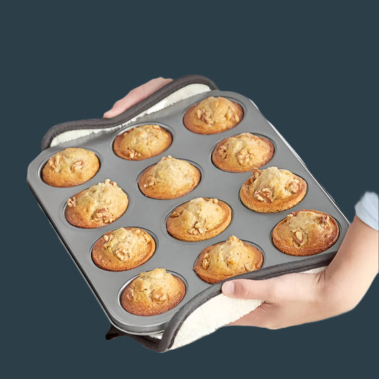 Muffin / Cupcake Pan, 12 Cup 3.5 oz. Non-Stick Carbon Steel, 11" x 14" (Standard Size)