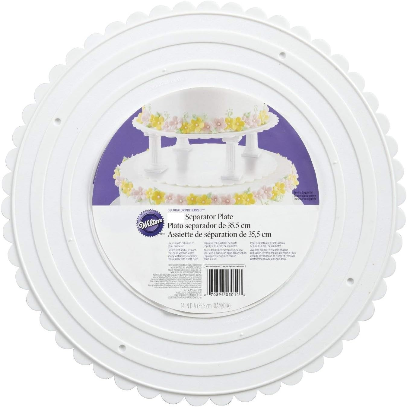 Wilton,  Decorator Preferred Round Scalloped Edge Cake Separator Plates, 6" to 14"