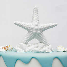 Beach Theme Starfish Cake Topper with Shells, S8559, Size: 5" x 2" x 6"