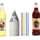 Snow Cone Kit - Bundle of Syrup Bottles, Spoon Straws, Cups - Snow Cone Supplies for Ice Chips, Sodas, & More