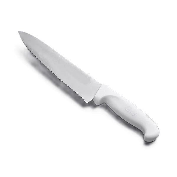 Chef Knife with White Handle, Serrated OR Straight Edge, Choose from 4 Sizes