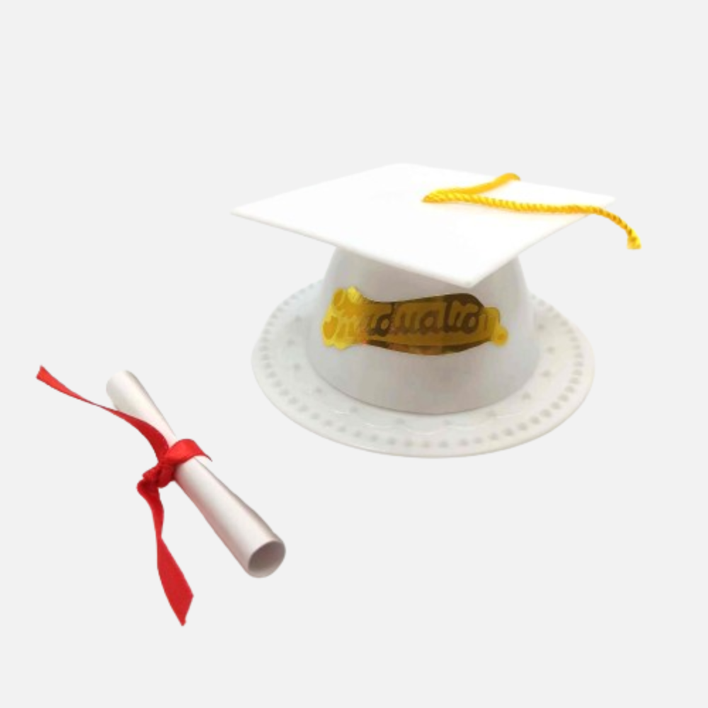 3.5" Graduation Cap Cake Topper with Diploma (Various Colors Available