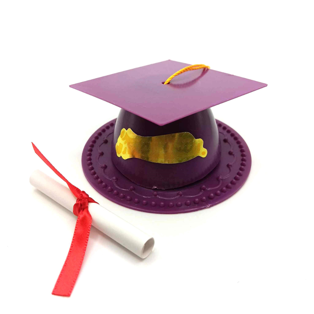 3.5" Graduation Cap Cake Topper with Diploma (Various Colors Available