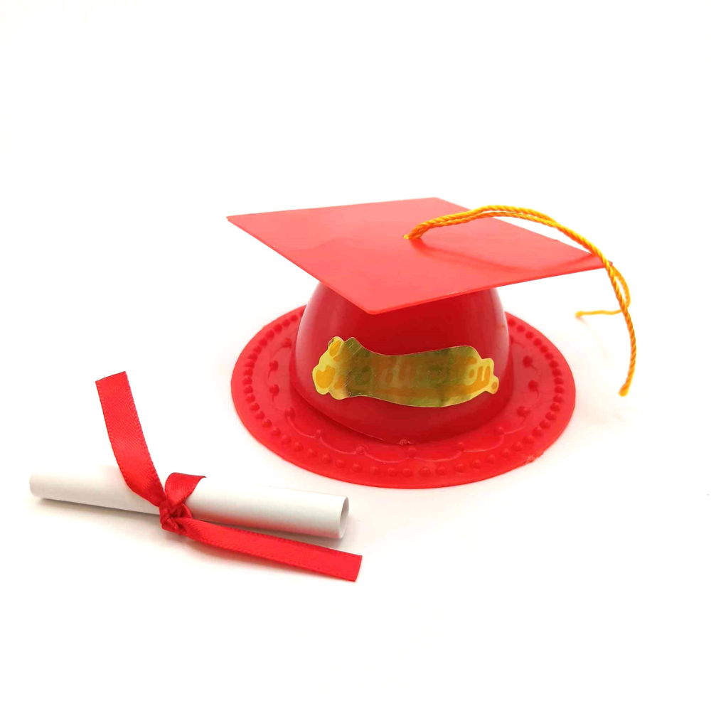 3.5" Graduation Cap Cake Topper with Diploma (Various Colors Available