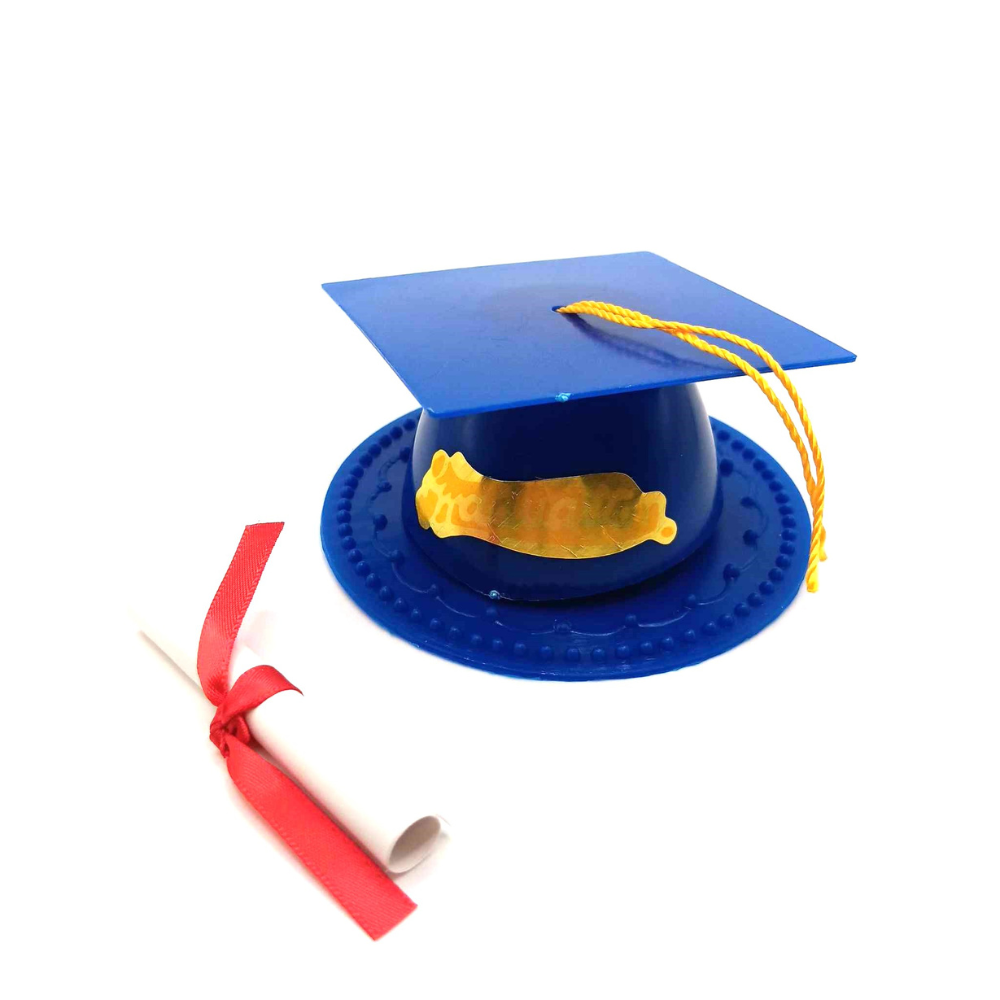 3.5" Graduation Cap Cake Topper with Diploma (Various Colors Available