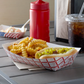 Disposable Red and White Checkered Paperboard Food Trays, Carnivals, Fairs, Festivals, and Picnics. Holds Nachos, Fries, etc. Eco Friendly, Holds .25 LB., Ct. 100 pcs