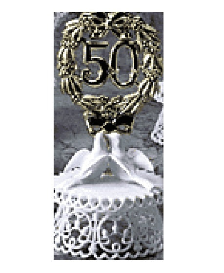 Anniversary Cake Topper - E50-  Golden Anniversary with Doves