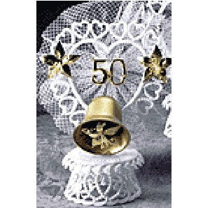 Anniversary Cake Topper - E420G- Golden Anniversary with Bell