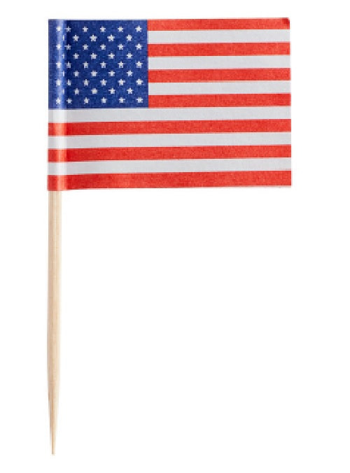 2 1/2" American Flag Toothpicks, 100 or 1000 count