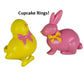 Bunny & Chick 3D Rings - Pink & Yellow Assortment -72 count,  Size 1-1/4"