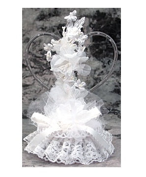 Anniversary / Wedding Cake Topper - E850- Glass Look Heart Topper 8" high