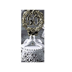 Anniversary Cake Topper - E50-  Golden Anniversary with Doves