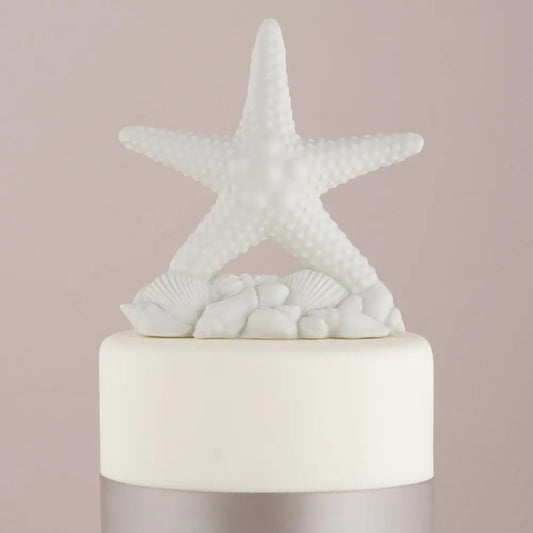 Beach Theme Starfish Cake Topper with Shells, S8559, Size: 5" x 2" x 6"