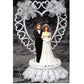 Wedding Cake Topper - E780 -  Bride & Groom, Hearts & Flowers Topper, 9 1/2" high