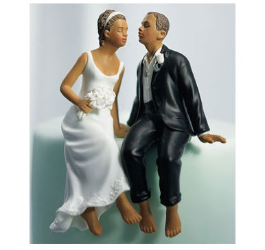 Whimsical Ethnic Couple "Just One Kiss", S7085, Size: 5" x 4" 3"