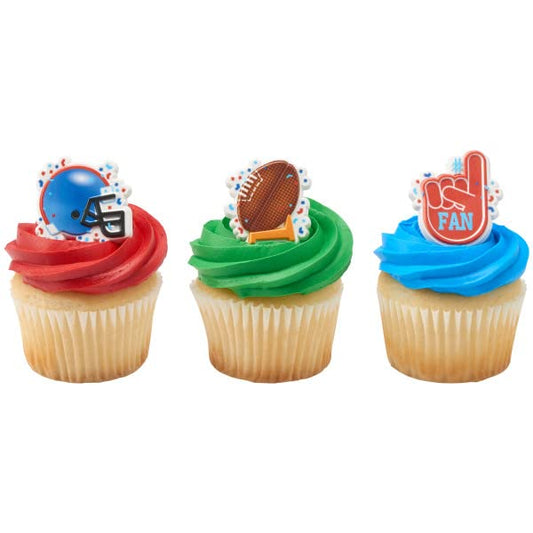 24 Football #1 Fan Cupcake Rings Topper Helmet